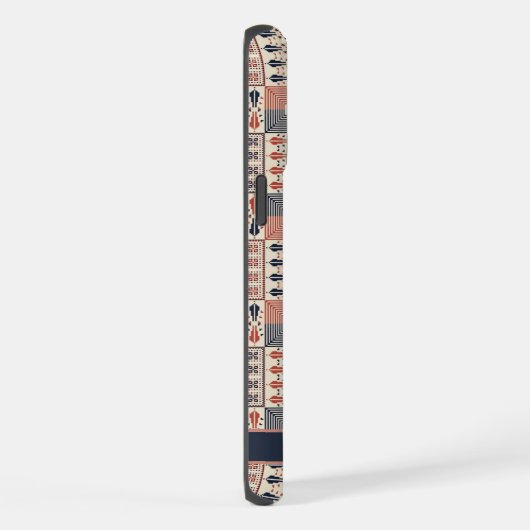  Beige Roze Licht Rood Geruit Aztec iPhone Hoesje (Rechterkant)