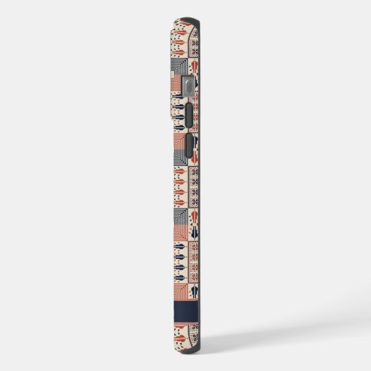  Beige Roze Licht Rood Geruit Aztec iPhone Hoesje (Linkerkant)