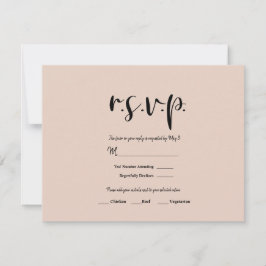 Beige Roze Moderne Gouden Glitter Bruiloft RSVP An Kaartje