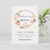 Beige Roze Moederdag Brunch Uitnodigen Kaart (Staand voorkant)