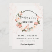 Beige Roze Moederdag Brunch Uitnodigen Kaart (Voorkant / Achterkant)