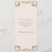Beige Roze  Monogram Barok Wedding Menu (Achterkant)