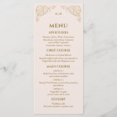 Beige Roze  Monogram Barok Wedding Menu (Voorkant)