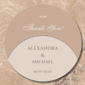 Beige Roze Monogram Japandi bruiloft Dank u Ronde Sticker