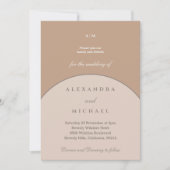 Beige Roze Monogram Minimalistische Japanse bruilo Kaart (Voorkant)