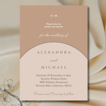 Beige Roze Monogram Minimalistische Japanse bruilo