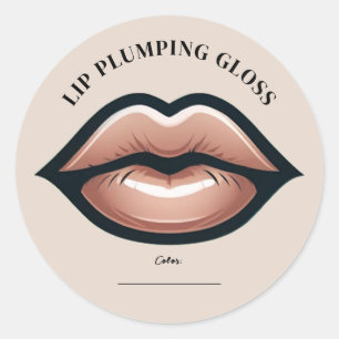 Beige Roze Neutrale Lippen Lip Gloss Plumping Make Ronde Sticker