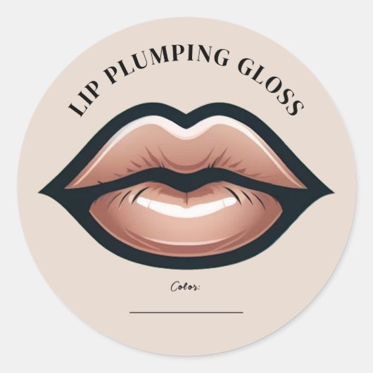 Beige Roze Neutrale Lippen Lip Gloss Plumping Make Ronde Sticker (Voorkant)