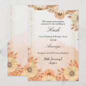 Beige & Roze Ontwerp met Botanische Ac Feestdagenkaart (Voorkant / Achterkant)