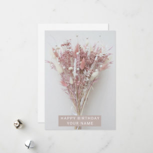 Beige Roze Pastel Moderne Verjaardag Bloem Feestdagenkaart