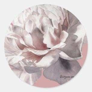 Beige roze pioen bruiloft envelop afdichtingen ronde sticker