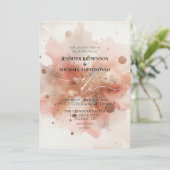 Beige Roze Rose Goud Waterverf Bruiloft Kaart (Staand voorkant)