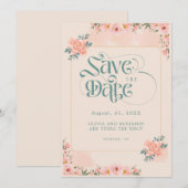 Beige Roze Roze Bloemige Save The Date Uitnodiging (Voorkant / Achterkant)