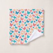 Beige roze turquoise Multi Butterflies patroon Bad Handdoek (Wasdoekje)