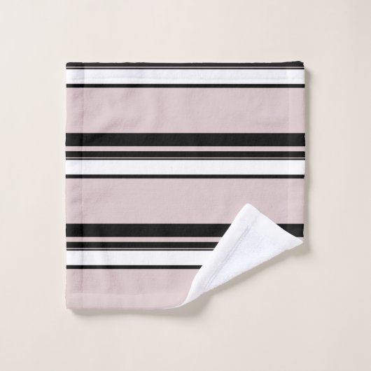 Beige roze witte strepen, klassy stripe bad handdoek (Wasdoekje)