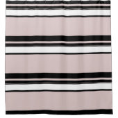 Beige roze witte strepen, klassy stripe douchegordijn (Voorkant)