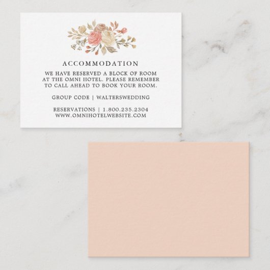  Beige Rozen Bruiloft Accommodatie Kaarten (Voorkant / Achterkant)