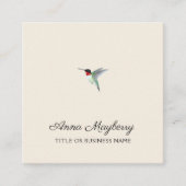 Beige Ruby-throated Hummingbird Square Business Ca Vierkante Visitekaartje (Voorkant)