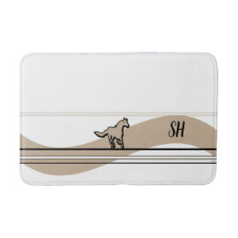 Beige Running Horse Design and Initials Badmat