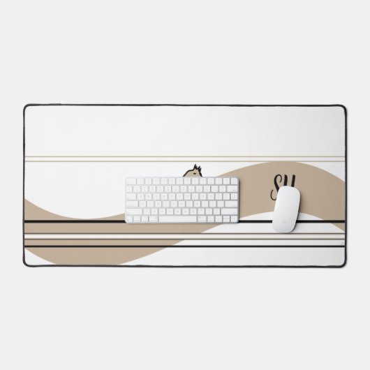 Beige Running Horse Vorm en Initialen Design Bureaumat (Keyboard & Muis)