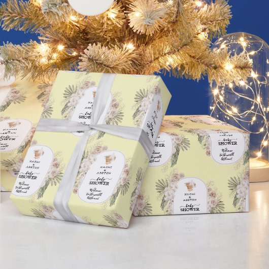 Beige Rustic Boho Minimalistisch Baby shower Cadeaupapier (Feestdagen)