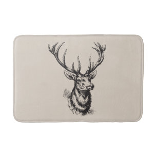 Beige Rustic  Deer Antlers Badmat