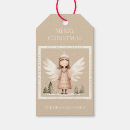 Beige rustieke Angel Gift Label Cadeaulabel
