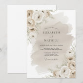 Beige Rustieke Bloem Bruiloft Kaart (Voorkant / Achterkant)