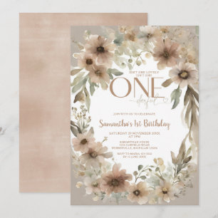 Beige rustieke bloemen is ze niet mooi jarig kaart