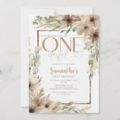 Beige rustieke bloemen is ze niet mooi jarig kaart (Voorkant)