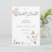 Beige rustieke Boho liefde bruids brunch Kaart (Staand voorkant)