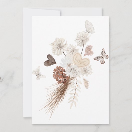 Beige rustieke Boho liefde bruids brunch Kaart (Achterkant)