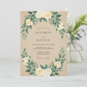 Beige Rustieke Bosbruiloft Kaart (Staand voorkant)