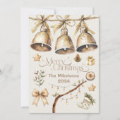 Beige rustieke botanische kerst feestdagenkaart (Voorkant)