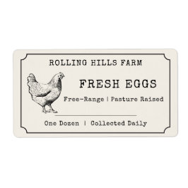 Beige Rustieke Hen Boerderij Verse Eierdoos Label