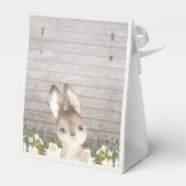 Beige rustieke konijnenkonijn aangepaste Baby show Bedankdoosjes (Achterkant)
