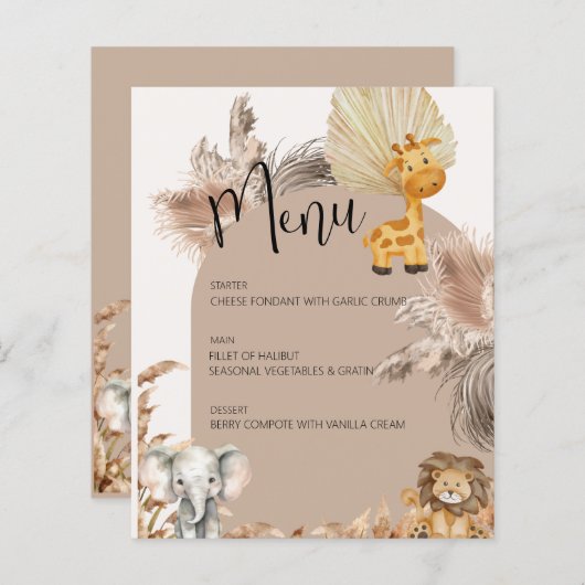 Beige Safari Thema Oerwoud Dieren Kinder Party Men (Voorkant / Achterkant)