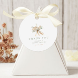 Beige & Sage Bloemen & Boog Bruidsfeest Bedankt Bedankjes Labels