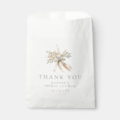 Beige & Sage Flowers & Bow Vrijgezellenfeest Dank  Bedankzakje (Voorkant)