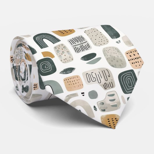 Beige & Sage Groen Eenvoudige Boho Stropdas (Opgerold)