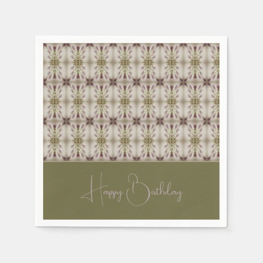 Beige Sage Groen en Paarse Servet (Voorkant)