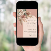 Beige salie groene rozen pampas boogbruiloft kaart