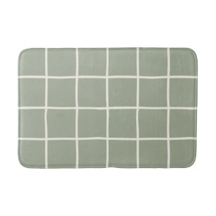Beige Saliegroen Geruit Neutraal Minimalistisch Badmat