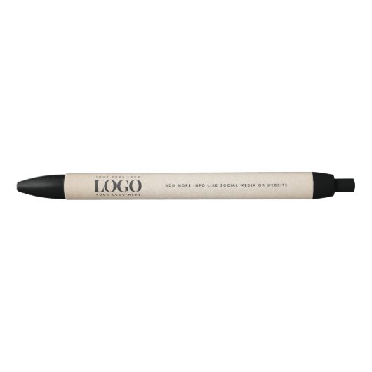 Beige Sand Company Logo Business Custom Minimal Zwarte Inkt Pen (Voorkant)