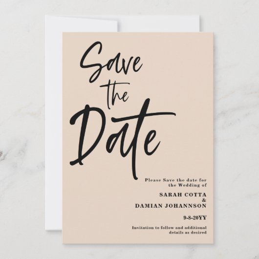 Beige Sand Wedding Save the date Kaart (Voorkant)