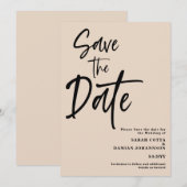 Beige Sand Wedding Save the date Kaart (Voorkant / Achterkant)