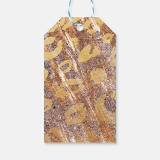 Beige Sandy Shimmer Luipaard Print Glamour Cadeaulabel (Achterkant)