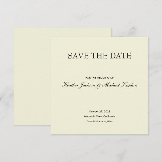 Beige Save Date Wedding Professionele Minimalist Save The Date (Voorkant / Achterkant)
