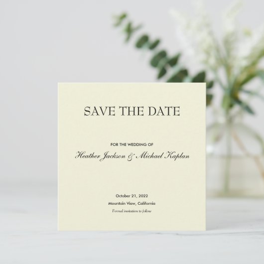 Beige Save Date Wedding Professionele Minimalist Save The Date (Staand voorkant)