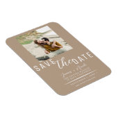 Beige Save the Date Foto Bruiloft Magneet (Rechterzijde)